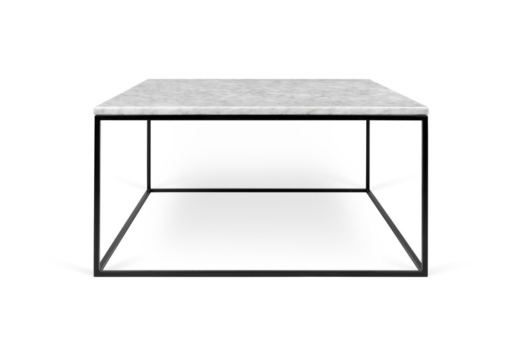 TemaHome Gleam 30x30 Marble-Top Coffee Table - White Marble / Black Lacquered Steel - 9500.62618
