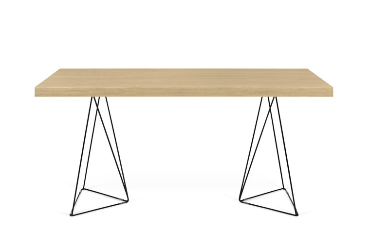 TemaHome Multi 63'' Table Top w/ Trestles - Oak / Black Lacquered Steel - 9500.61376