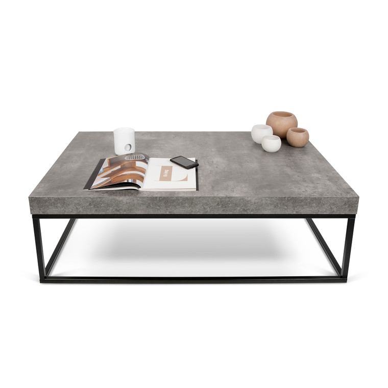 TemaHome Petra 47X30 Coffee Table - Concrete Look Top / Black Legs - 9000.629365