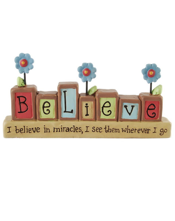 131-86773 Believe In Miracles Block On Base - Pack of 6