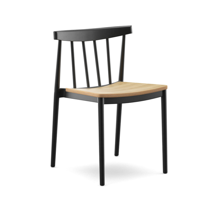 Aeon Black Plastic Dining Chair With Wood Seat - Set Of 2 AE5038-Black