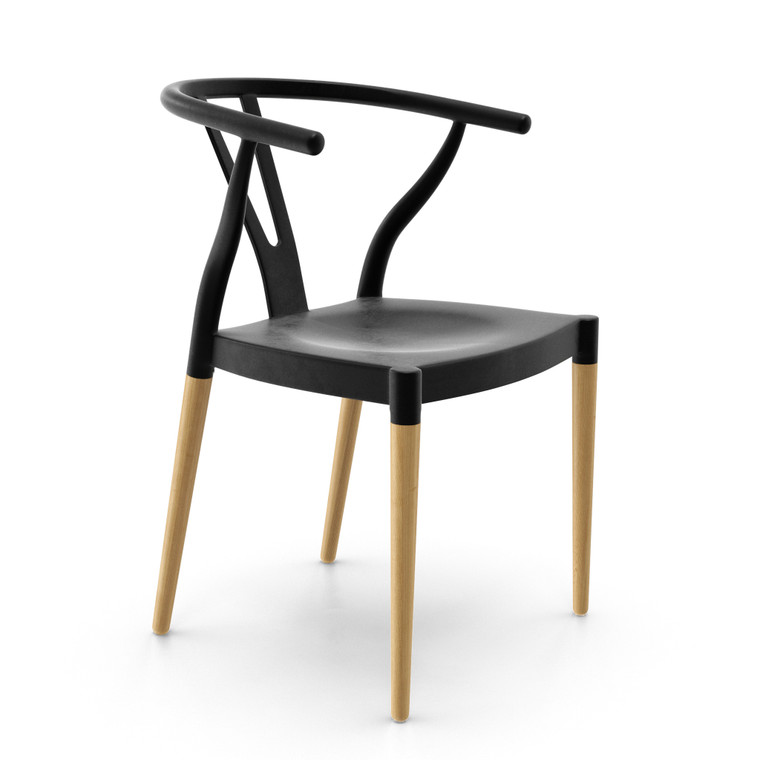 Aeon Black Plastic Dining Chair - Set Of 2 AE6038-Black