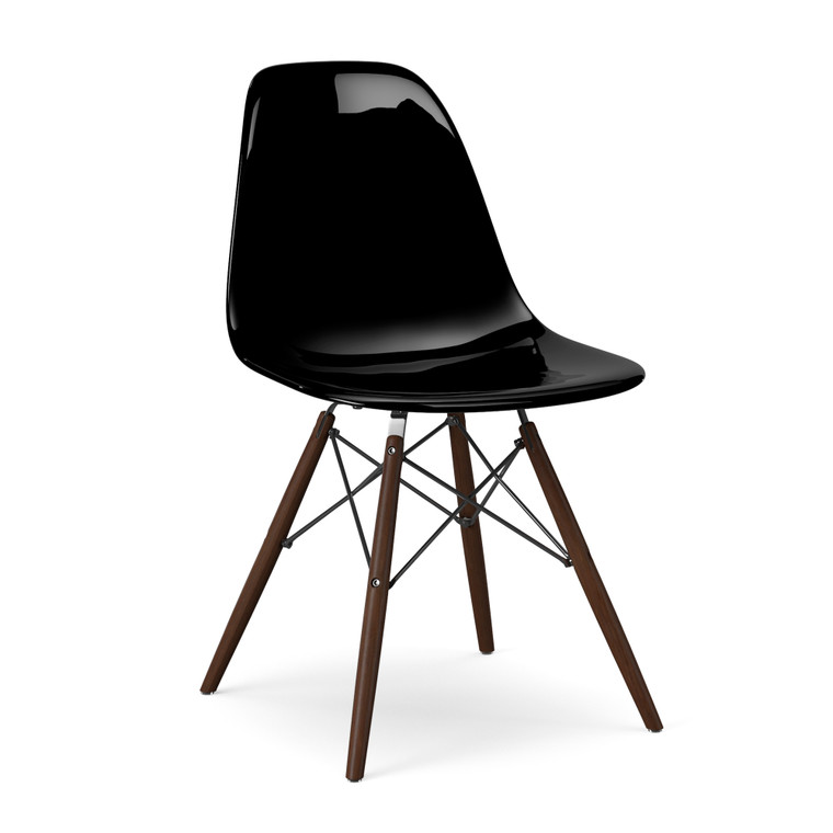 Aeon Black Gloss Dining Chair With Walnut CH16137-BlkGloss-Walnut
