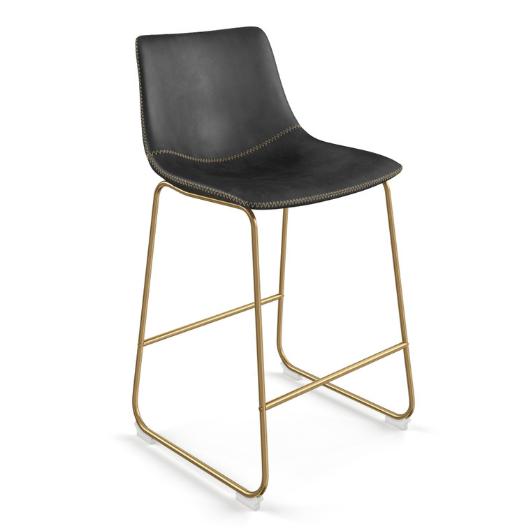Aeon Black Counter Stool With Gold Frame - Set Of 2 AE17163-G-Black