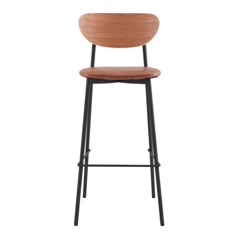 Aeon Tan Faux Leather Bar Stool With Natural Wood Finished Back - Set Of 2 AE9075-Bar-Tan