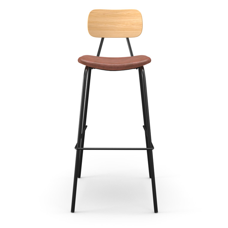 Aeon Tan Faux Leather Bar Stool With Natural Finished Back - Set Of 2 AE9087-Bar-Tan