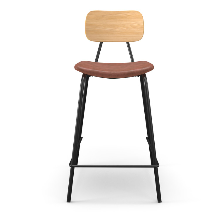 Aeon Tan Faux Leather Counter Stool With Natural Finished Back - Set Of 2 AE9087-Ctr-Tan