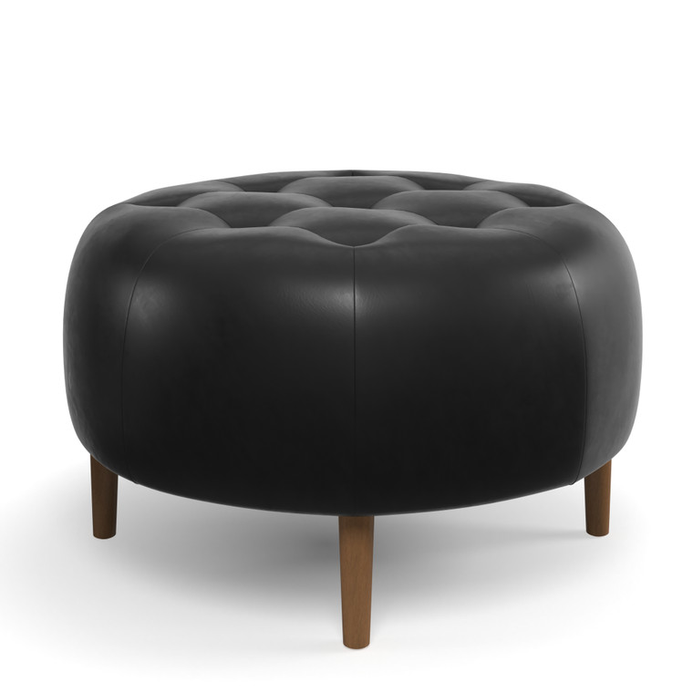 Aeon Black Leather Ottoman AETH173-Black