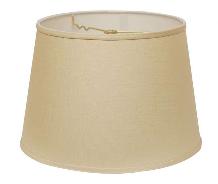 Homeroots 14" Parchment Biege Rounded Empire Slanted Linen Lampshade 470263