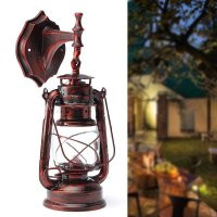 Homeroots Rustic Red Bronze Metal Lantern Hanging Outdoor Wall Lamp 475961