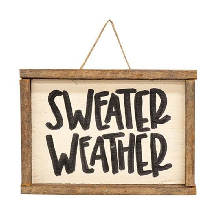 Rustic Wood "Sweater Weather" Hanging Sign G22325 By CWI Gifts