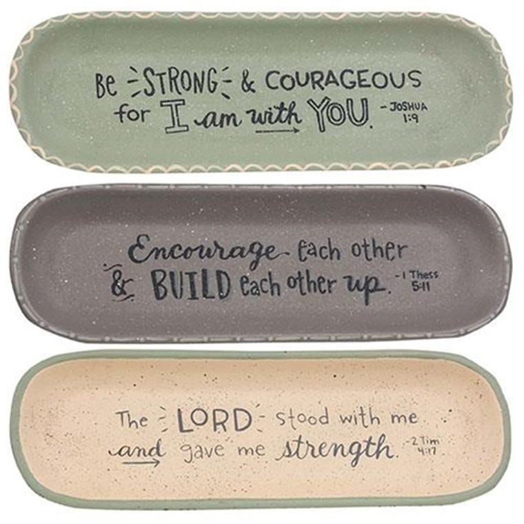 Scripture Oval Wooden Tray 3 Asstd. (Pack Of 3) G35451 By CWI Gifts