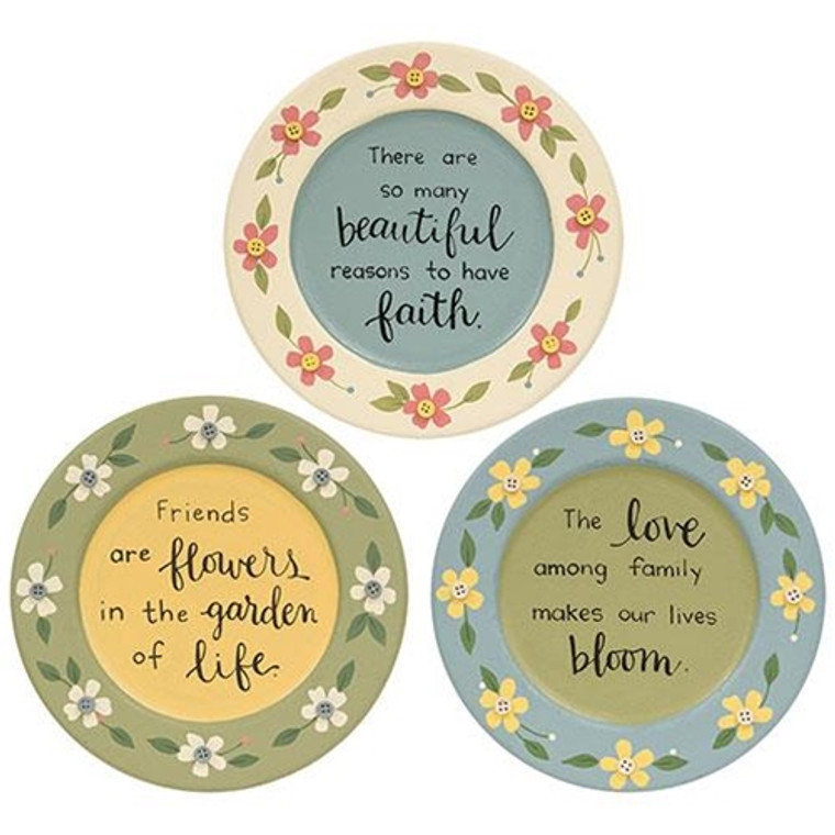 *Friends Are Flowers Plate 3 Asstd (Pack Of 3) G35805 By CWI Gifts