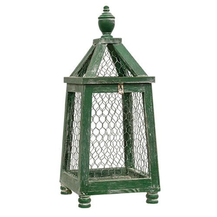 Distressed Green Chicken Wire Birdcage Lantern G60414 By CWI Gifts