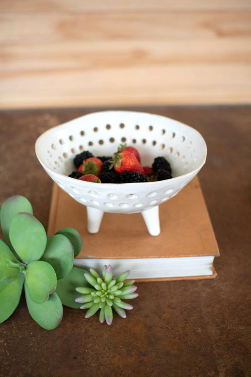 White Ceramic Bowl With Holes #2 CHN1260 By Kalalou