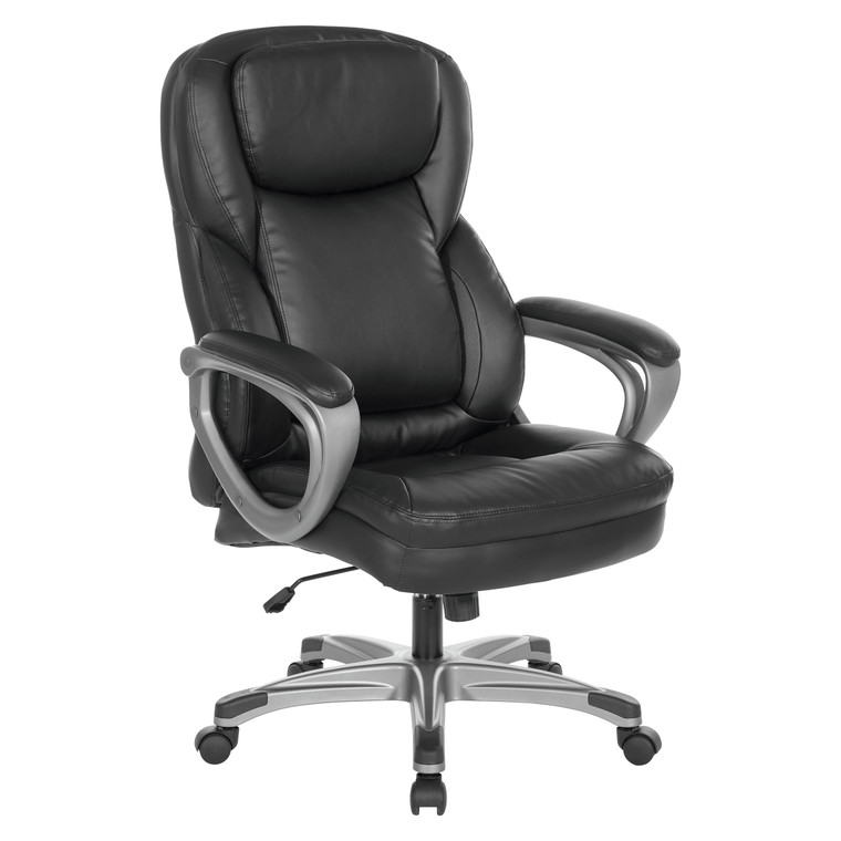 Office Star Exec Bonded Leather Office Chair - Black / Titanium ECH67707-EC3