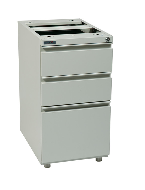 Office Star 22" Open Top Pedestal File Cabinet With Adjustable Glides - Light Grey PTO22BBF-G