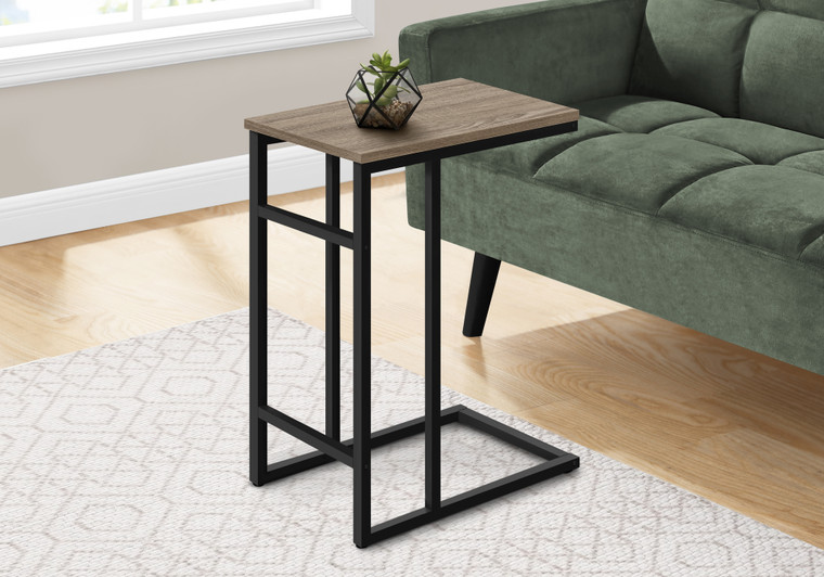 Monarch Accent Table - 24"H - Dark Taupe - Black Metal I 2172