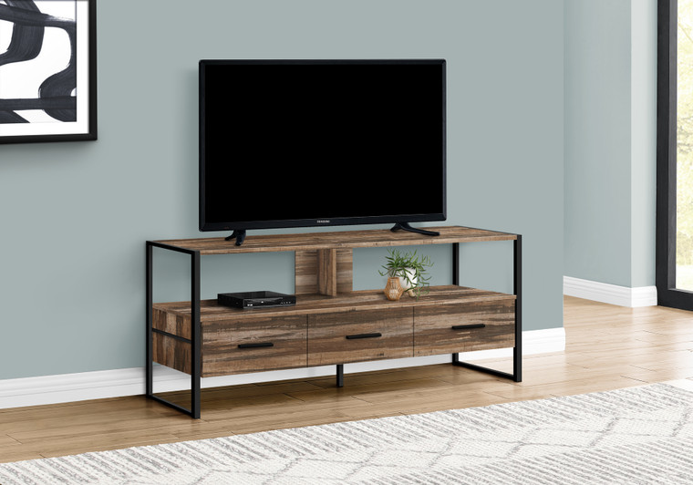 Monarch Tv Stand - 48"L - Brown Reclaimed - Black Metal I 2619