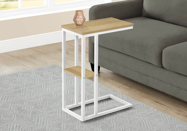 Monarch Accent Table - 25"H - Natural - White Metal I 3677