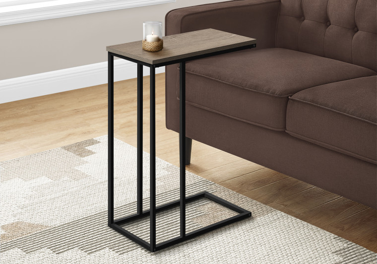 Monarch Accent Table - 25"H - Dark Taupe - Black Metal I 3766