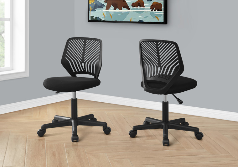 Monarch Office Chair - Black Juvenile - Black Base On Castors I 7336