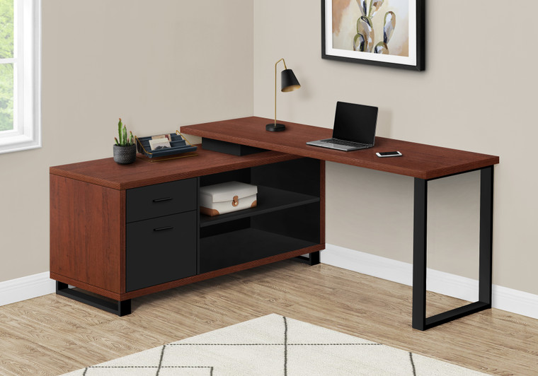 Monarch Computer Desk - 72"L Cherry - Black Executive Corner I 7713