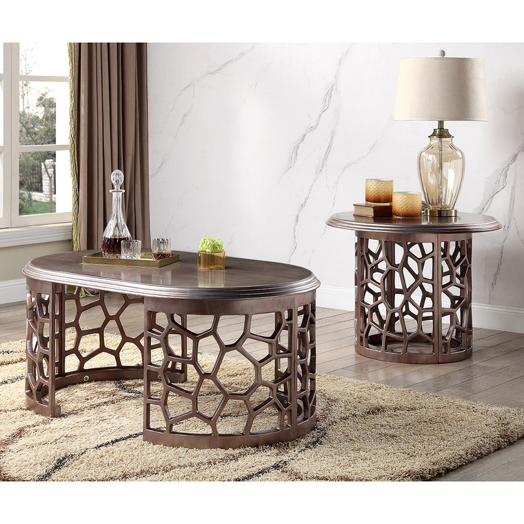 Homey Design Victorian 3-Piece Coffee Table Set HD-8912D - CTSET3