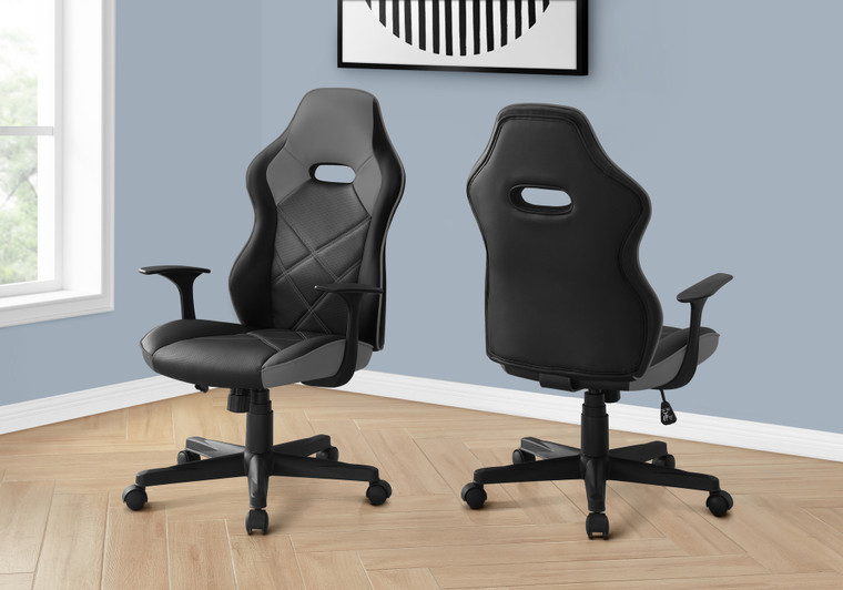 Monarch Office Chair - Gaming / Black / Grey Leather-Look I 7329