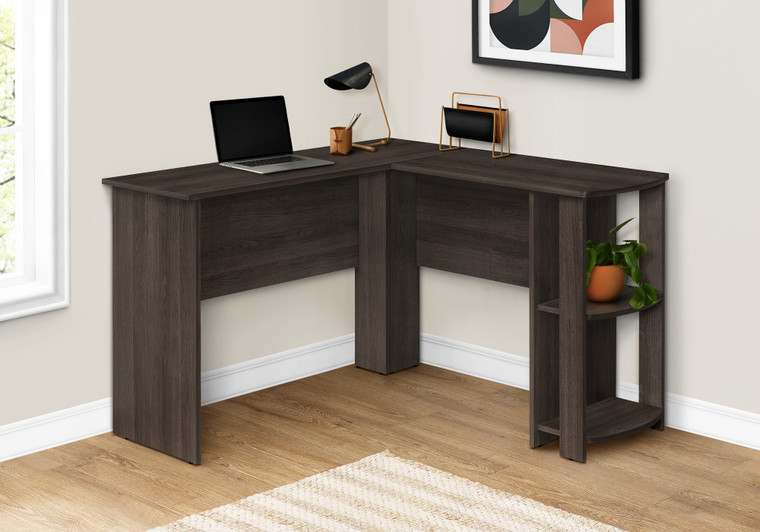 Monarch Computer Desk - Brown Oak L-Shaped Corner / 2 Shelves I 7722