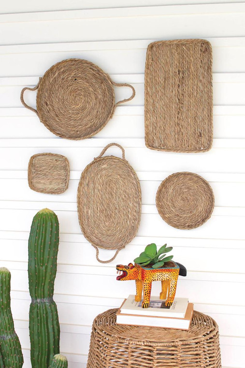 Set Of Five Woven Seagrass Trays Wall Art CCHA1080 By Kalalou