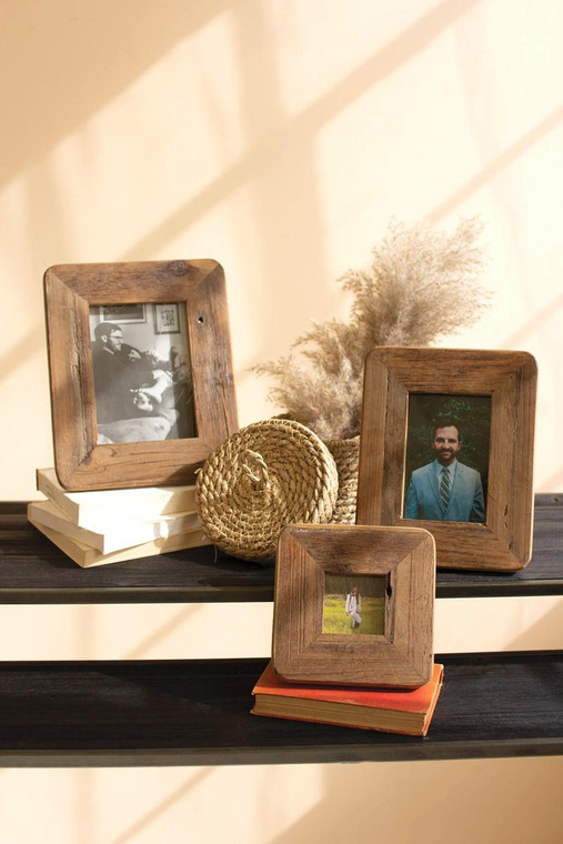 Set Of Three Recycled Wood Photo Frames CTNF1000 By Kalalou