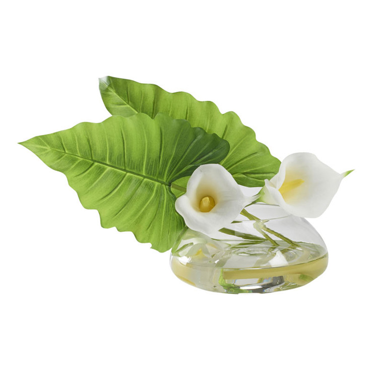 Calla Lilies And Philo Leaves In Glass Bowl 212190 By DW Silks