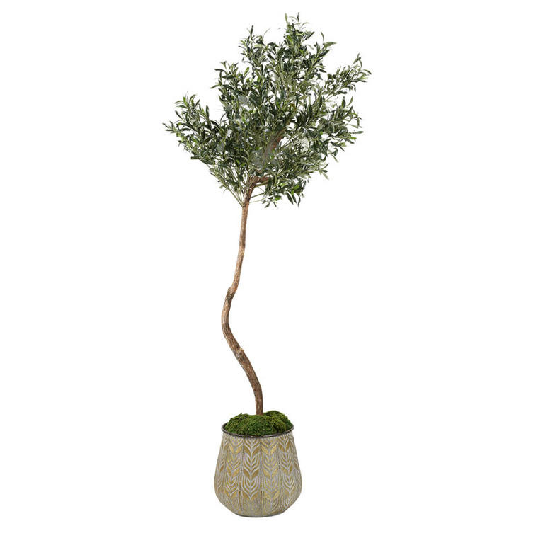 Olive Tree In Round Aged Copper Planter 321215 By DW Silks