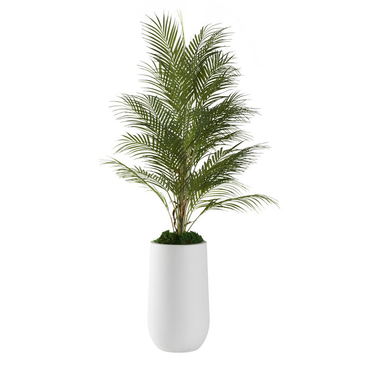 52" Areca Palm In Small Round Grey Planter 321229 By DW Silks
