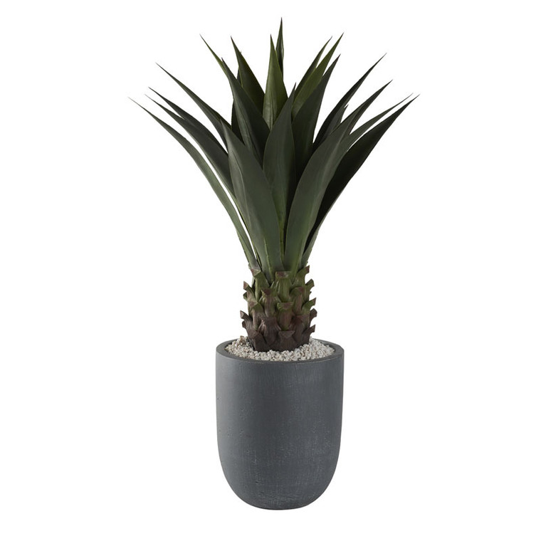 Jumbo Agave Plant In Round Grey Resin Planter 321296 By DW Silks