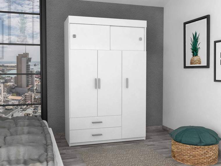 Homeroots White Tall Three Door Closet With Sliding Doors 403747