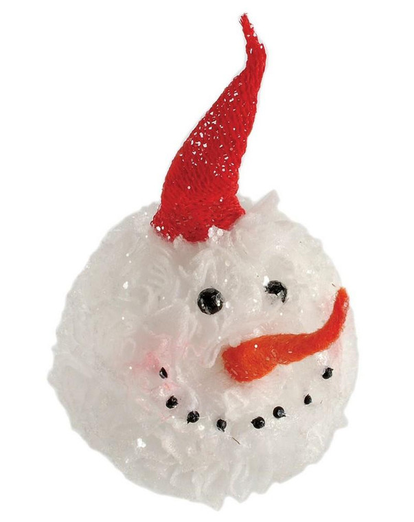 148-71066 Lighted Snowman Head With Red Hat Ornament - Pack of 7