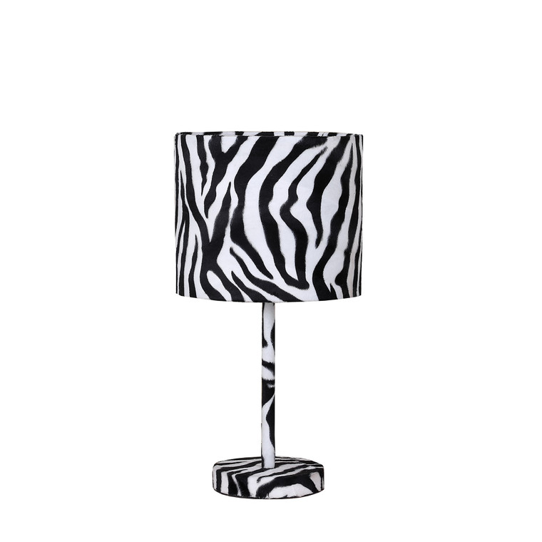 Homeroots 19" Modern Faux Zebra Print Suede Table Lamp 468768