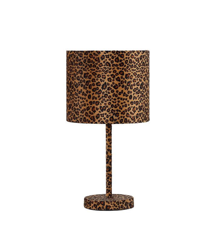 Homeroots 19" Modern Faux Leopard Print Suede Table Lamp 468769