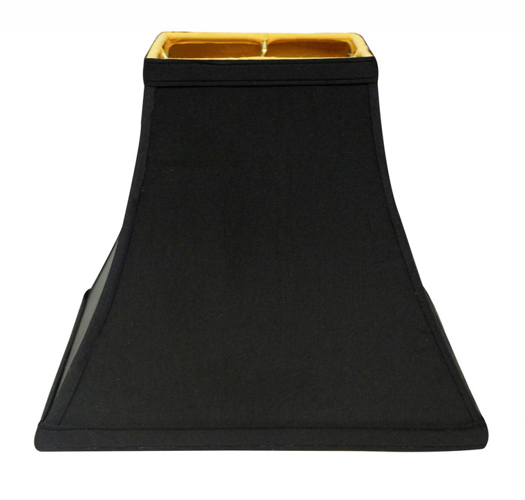 Homeroots 10" Black With Gold Lining Square Bell Shantung Lampshade 469984