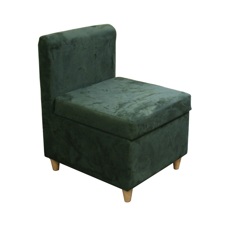 Homeroots 29" Mod Dark Green Microfiber Armless Accent Chair With Storage 470297