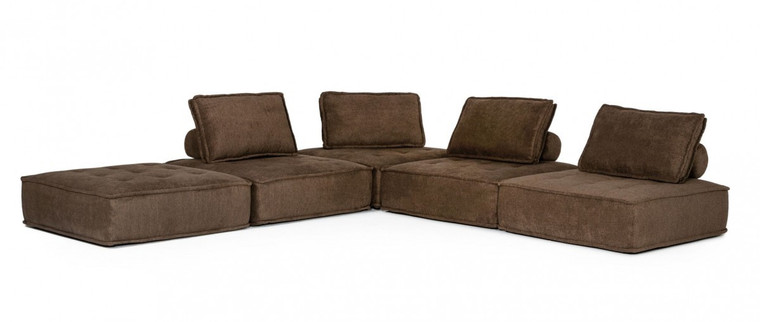 Homeroots Modern Chocolate Brown Floor Pillow Modular Sectional Sofa 473575