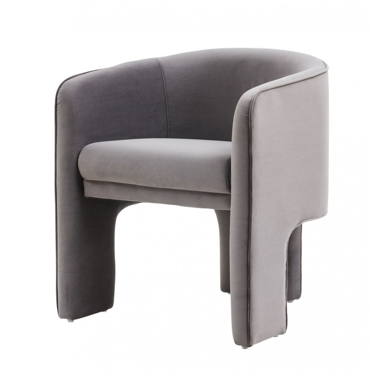 Homeroots 28" Contemporary Dark Gray Velvet Three Legged Chair 473837