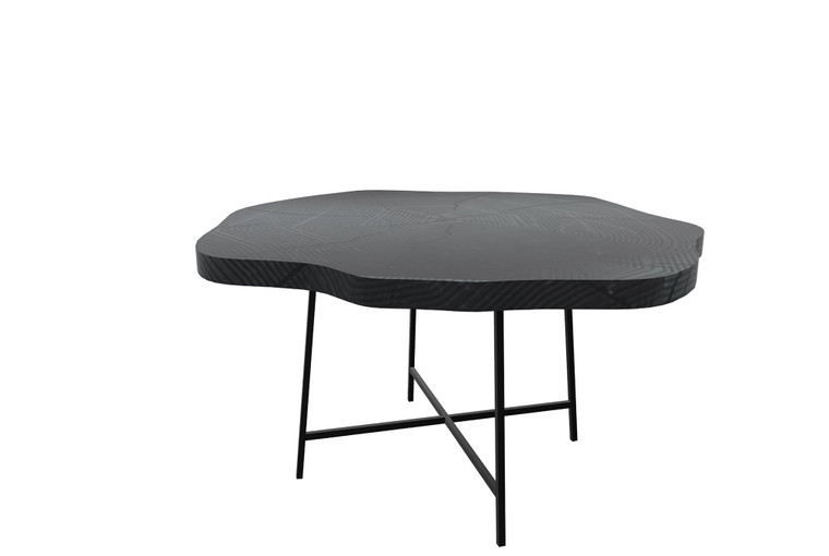 Homeroots 19" Modern Black Organic Shaped Wood And Metal End Table 474111