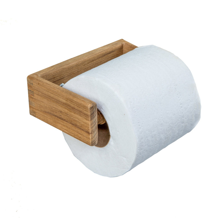 Homeroots Traditional Solid Teak Wall Mount Toilet Paper Holder 475854