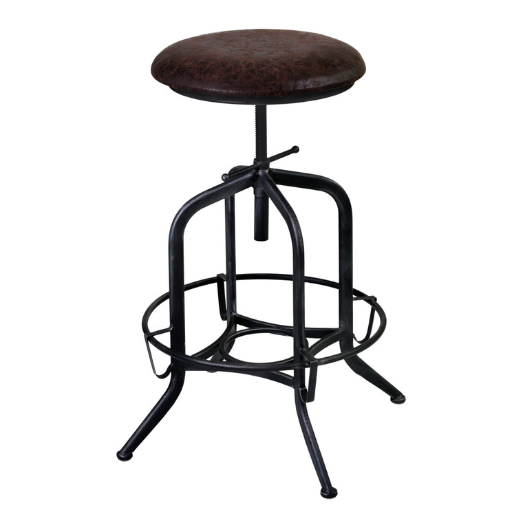 Homeroots Brown And Black Adjustable Industrial Style Bar Stool 477186