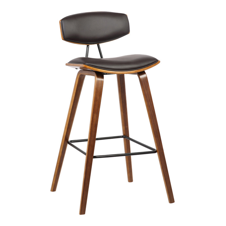 Homeroots 26" Brown Faux Leather Mid Century Modern Bar Stool 477193