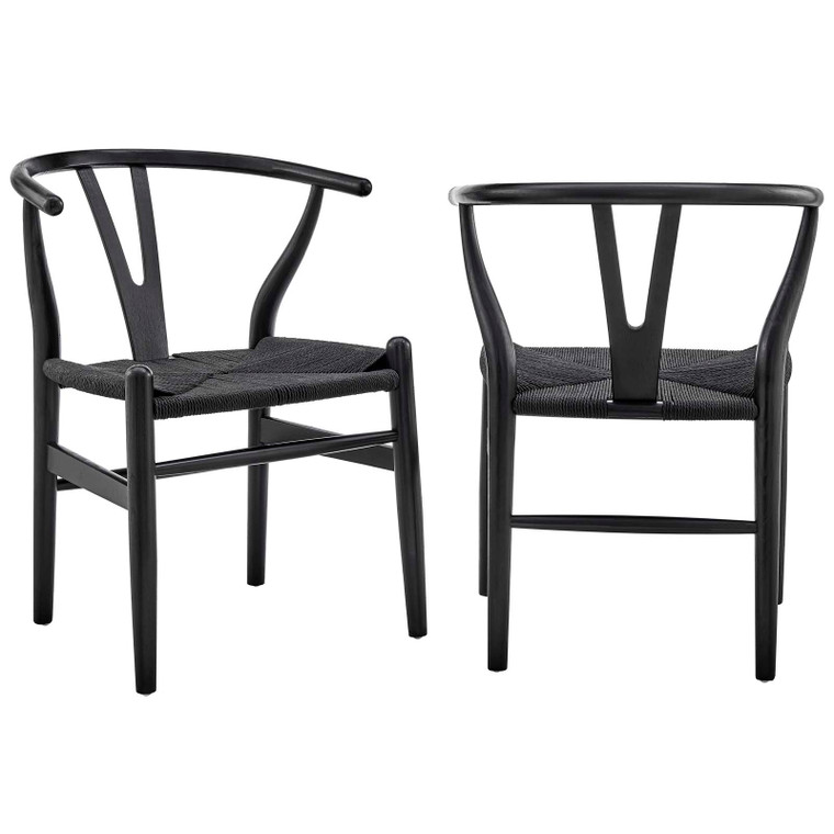 Amish Dining Armchair Set Of 2 - Black Black EEI-1319-BLK-BLK By Modway Furniture