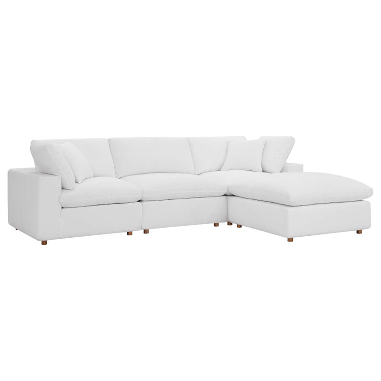 Commix Down Filled Overstuffed 4 Piece Sectional Sofa Set - Pure White EEI-3356-PUW By Modway Furniture